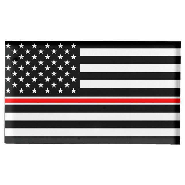 Thin Red Line Flag: Firefighter Hero Memorial Place Card Holder (Front)