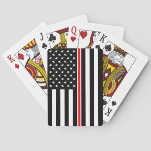 Thin Red Line Flag: Firefighter Hero Memorial Poker Cards