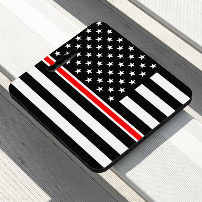 Thin Red Line Flag: Firefighter Hero Memorial Seat Cushion (In Situ)