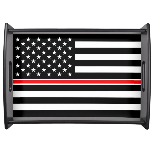 Thin Red Line Flag: Firefighter Hero Memorial Serving Tray (Front)