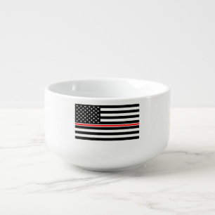 Thin Red Line Flag: Firefighter Hero Memorial Soup Mug