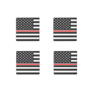 Thin Red Line Flag: Firefighter Hero Memorial Stone Magnet