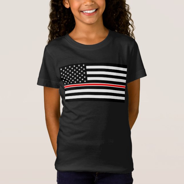 Thin Red Line Flag: Firefighter Hero Memorial T-Shirt (Front)