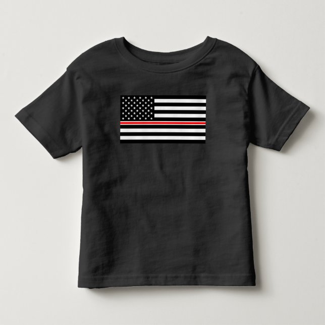 Thin Red Line Flag: Firefighter Hero Memorial Toddler T-shirt (Front)