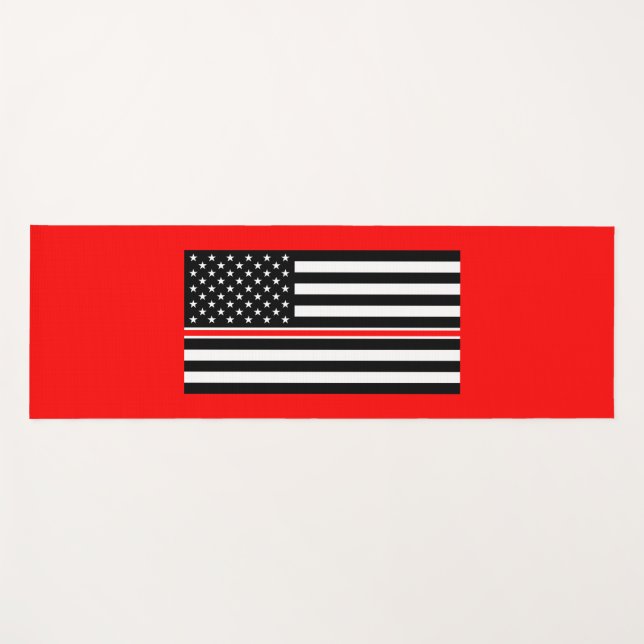 Thin Red Line Flag: Firefighter Hero Memorial Yoga Mat (Front (Horizontal))