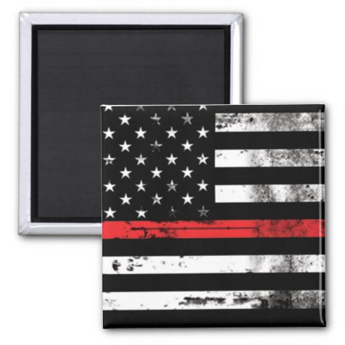 Thin Red Line Flag Firefighter Magnet