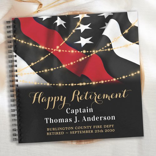 Thin Red Line Flag Firefighter Retirement Guest Notebook