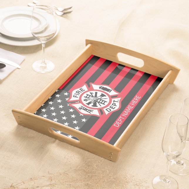 Thin Red Line Flag, Firefighter Serving Tray (Front)