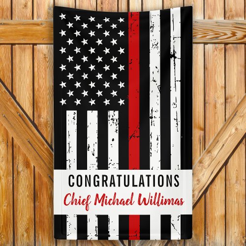 Thin Red Line Flag Fireman Firefighter Retirement Banner