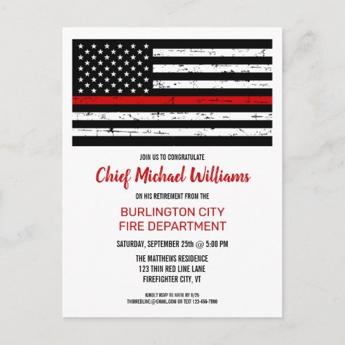 Thin Red Line Flag Fireman Firefighter Retirement