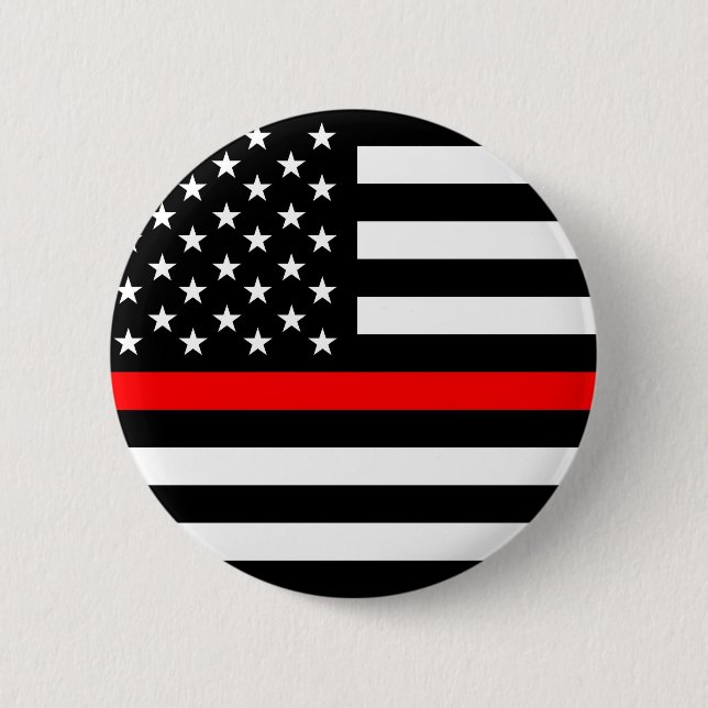 thin red line flag fireman firefighter usa united button (Front)