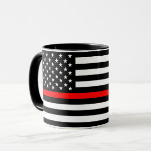 thin red line flag fireman firefighter usa united mug