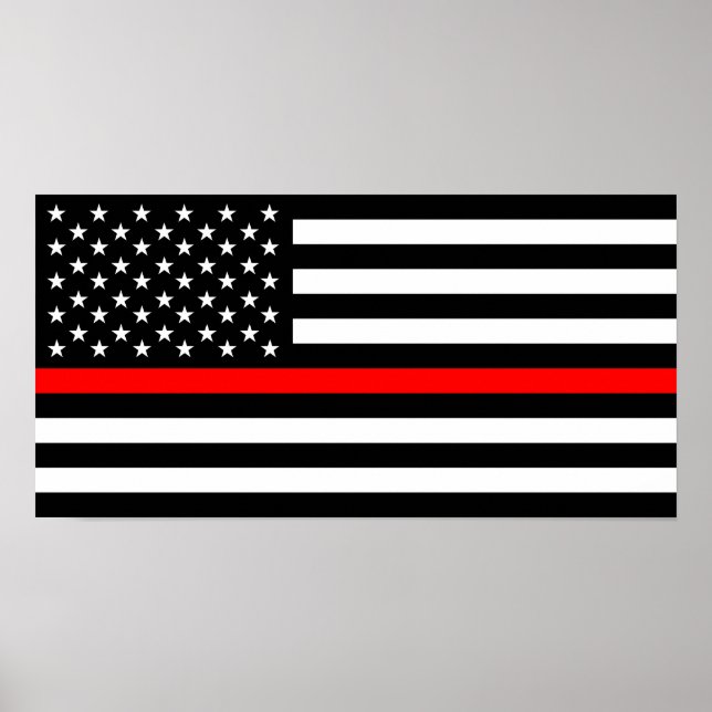 thin red line flag fireman firefighter usa united poster (Front)