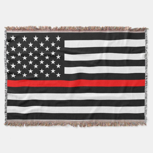 thin red line flag fireman firefighter usa united throw blanket (Front)