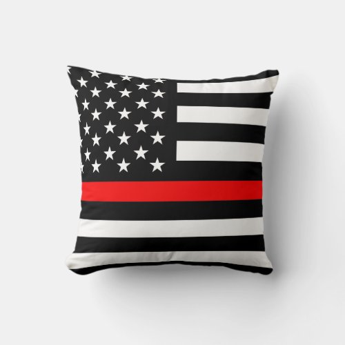 thin red line flag fireman firefighter usa united throw pillow