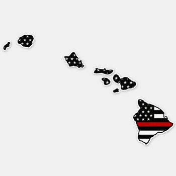 Thin Red Line Flag Hawaii Sticker by ThinBlueLineDesign at Zazzle