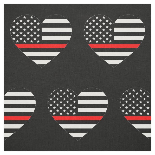 Thin Red Line Flag Heart Fabric (Swatch)