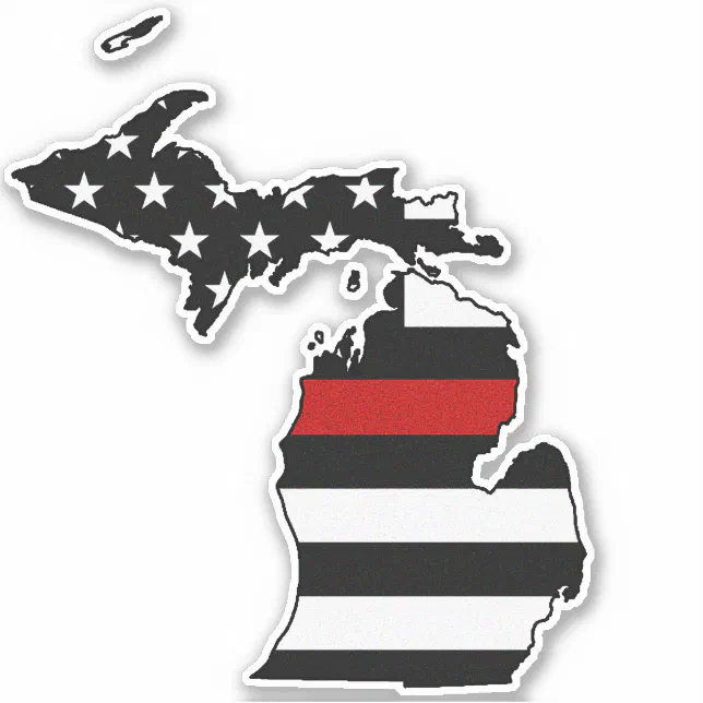 Michigan Red Line Thin Red Line Flag Michigan Sticker | Zazzle