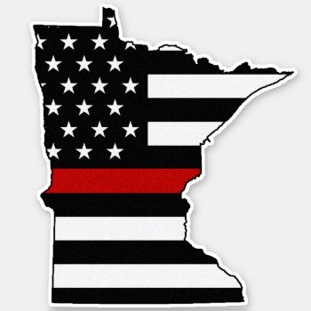 Thin Red Line Flag Minnesota Sticker by ThinBlueLineDesign at Zazzle
