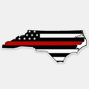 Thin Red Line Flag North Carolina Sticker by ThinBlueLineDesign at Zazzle