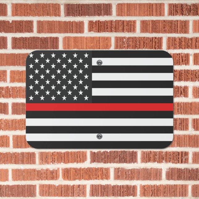 Thin Red Line Flag of the USA Metal Sign (In Situ(Brick))