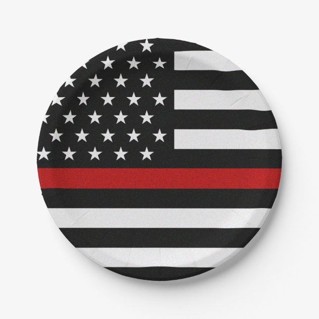 Thin Red Line Flag Paper Plates (Front)