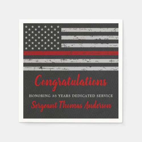 Thin Red Line Flag Party Firefighter Retirement Napkins