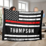 Thin Red Line Flag Personalized Firefighter Fleece Blanket