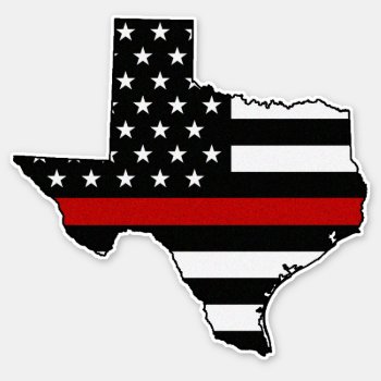 Thin Red Line Flag Texas Sticker by ThinBlueLineDesign at Zazzle