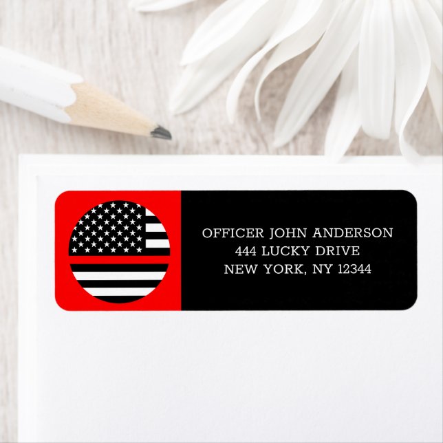 Thin Red Line Flag, USA Fire Service / Fireman Label (Insitu)