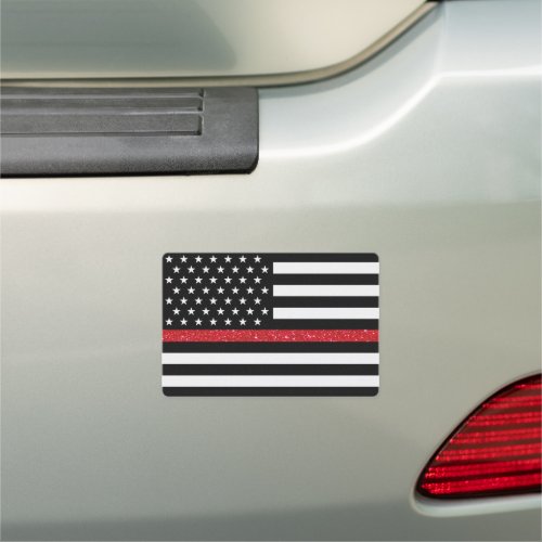 Thin Red Line Glitter Flag Car Magnet