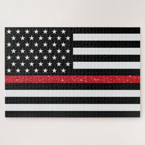 Thin Red Line Glitter Flag Jigsaw Puzzle
