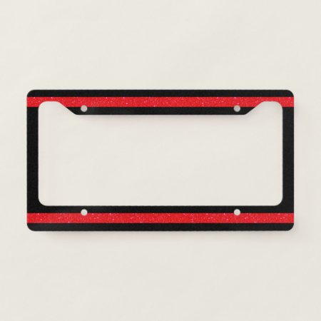 Thin Red Line Glitter License Plate Frame