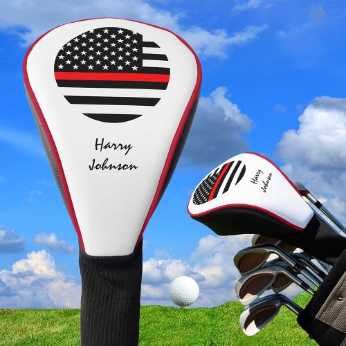Thin RED Line  Golf USA flag Monogrammed Golf Head Cover