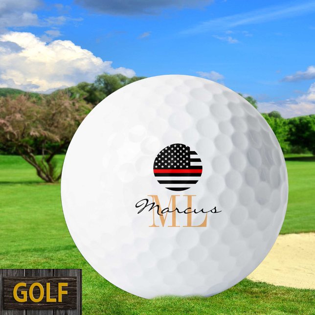 Thin Red Line & Golf USA Monogrammed Firefighter Golf Balls (Creator Uploaded)