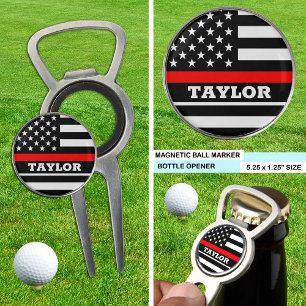 Thin Red Line & Golf USA personalized Fireman flag Divot Tool