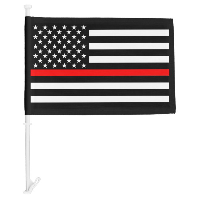 Thin Red Line Graphic on a US Flag (Front)