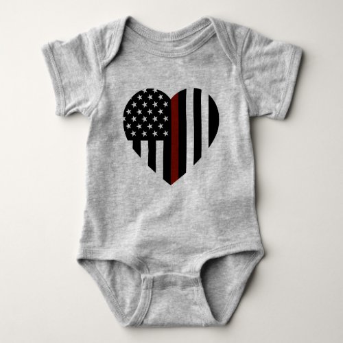 Thin Red Line Heart Flag Baby Bodysuit