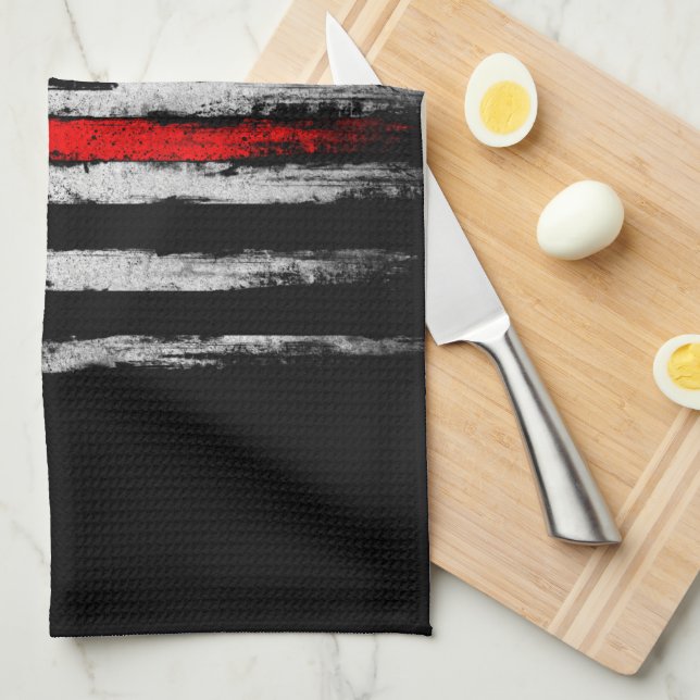 Thin Red Line Kitchen Towel (Quarter Fold)
