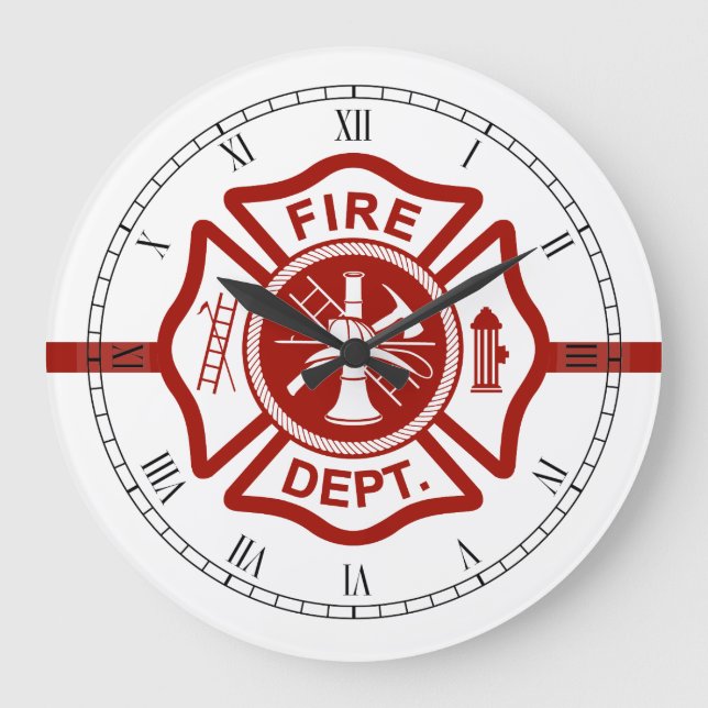 Thin Red Line Maltese Cross White Large Clock (Front)