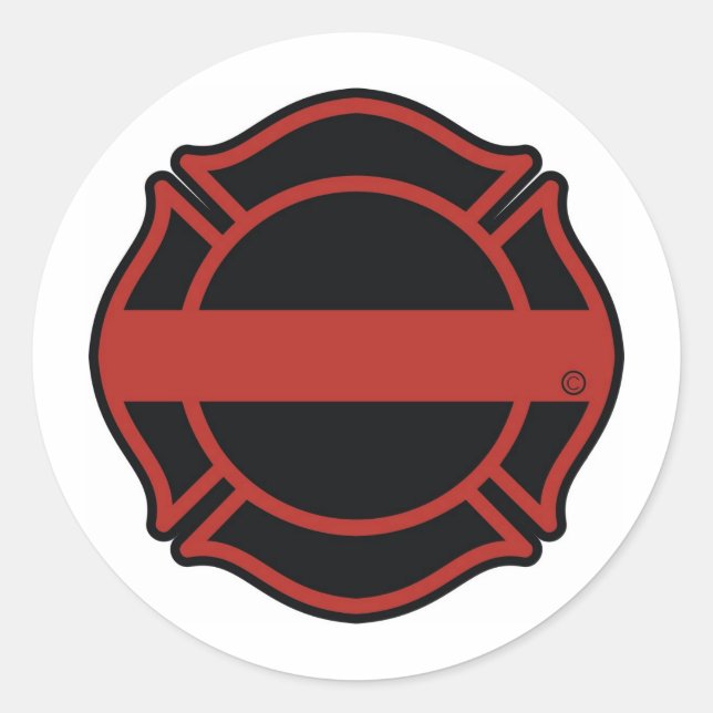 Thin Red Line Maltesse Cross Classic Round Sticker (Front)