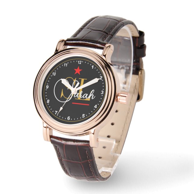 Thin Red Line - Monogrammed Name & Signature Watch (Angle)