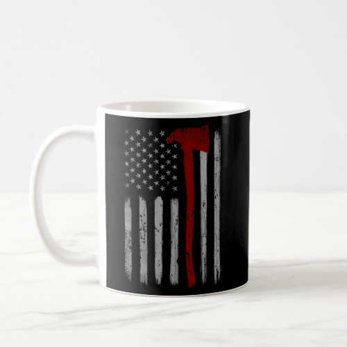 Thin Red Line Patriotic Firefighter Usa Flag Axe F Coffee Mug
