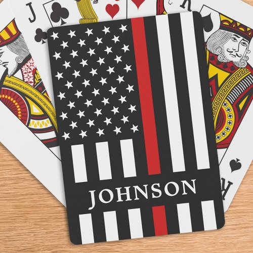 Thin Red Line Personalized Firefighter Poker Cards