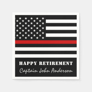 Thin Red Line Personalized Firefighter Retirement Napkins