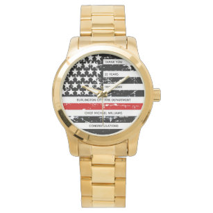 Thin Red Line Personalized Firefighter Retirement  Watch