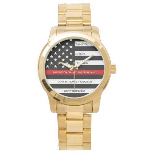 Thin Red Line Personalized Firefighter Retirement Watch