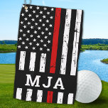 Thin Red Line Personalized Monogram Firefighter Golf Towel<br><div class="desc">Are you looking for a unique and personalized gift for the golfer in your life who also happens to be a firefighter or a supporter of the fire department? Look no further! Our collection of golf gifts combines the love for golf with the admiration for our brave firemen and women....</div>