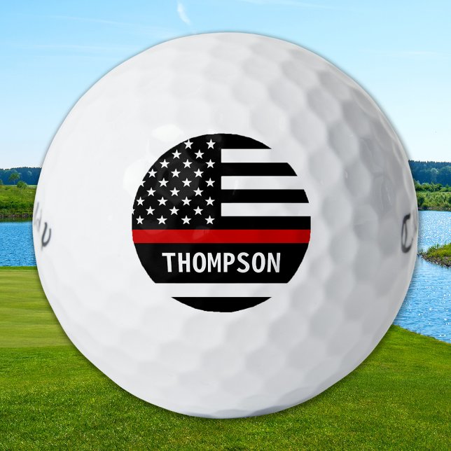 Thin Red Line Personalized Name Firefighter Golf Balls (Creator Uploaded)