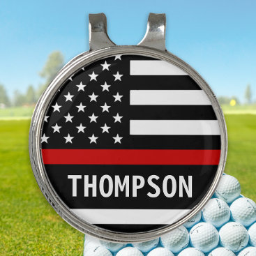 Thin Red Line Personalized Name Firefighter Golf Hat Clip